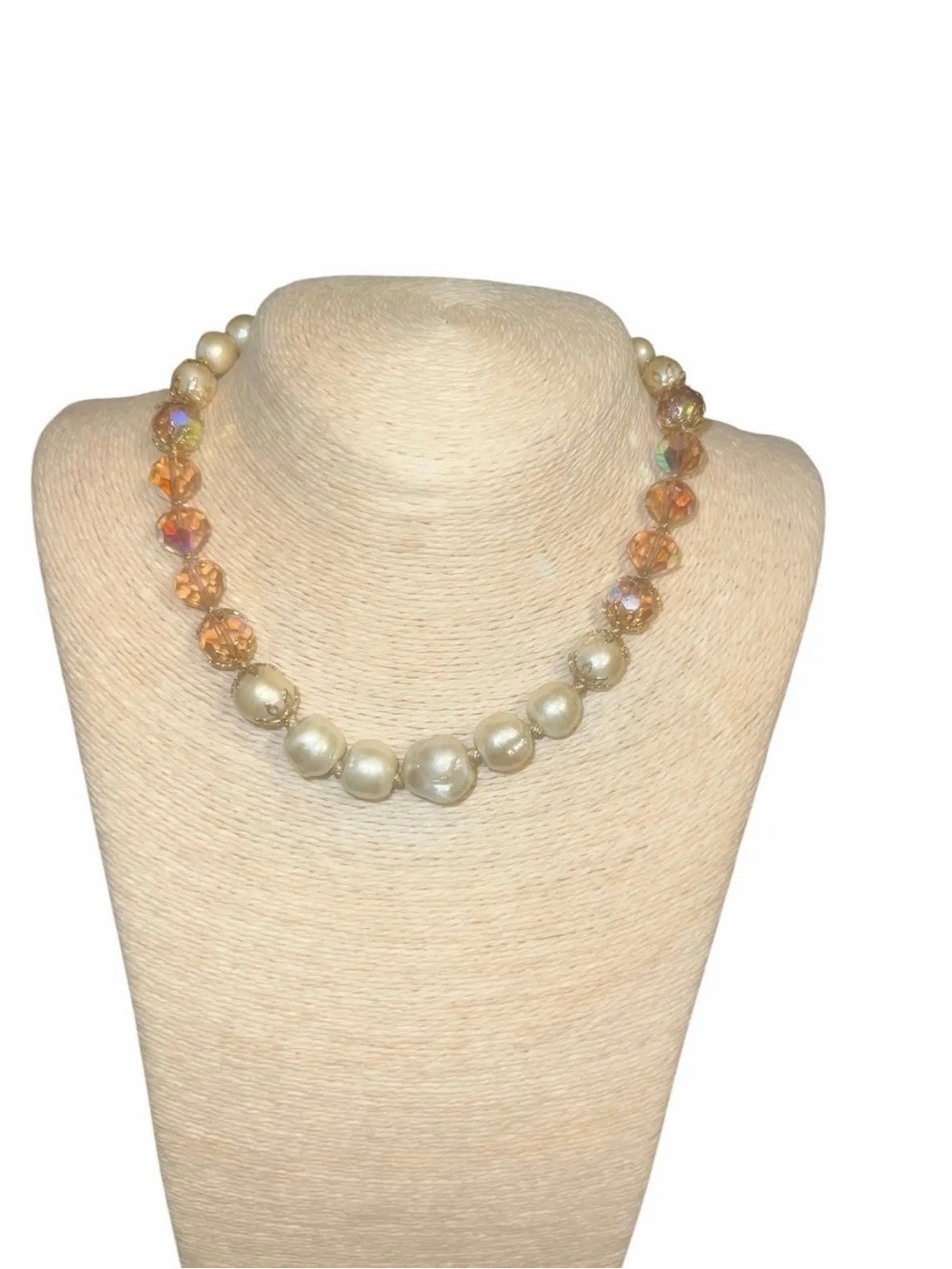 Vtg: Vendome Pearl & Crystal Topaz Beads Set